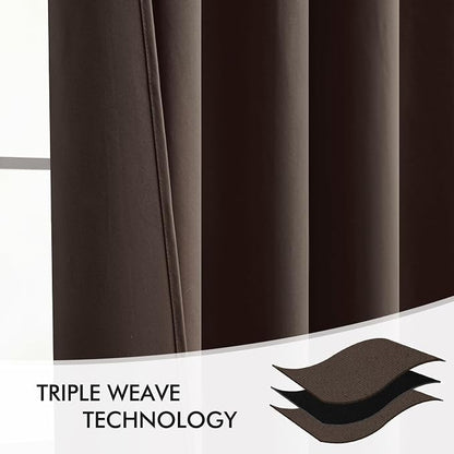 MIULEE Chocolate Brown Back Tab Blackout Curtain 96 Inch Long 2 Panels Set - Image 7