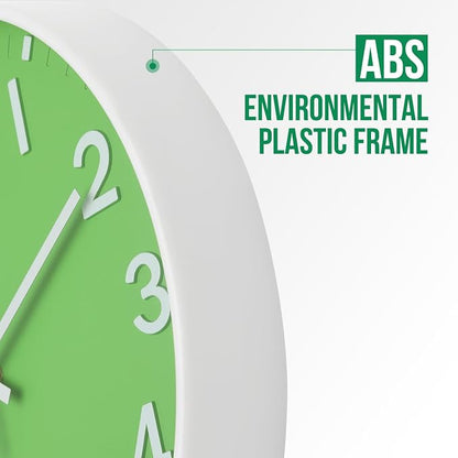 Wall Clock 12 Inch Green Modern Simple Quartz Decorative Clock Non-Ticking - Image 4