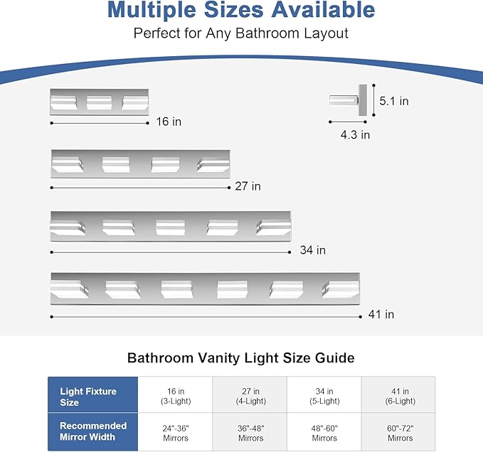Modern LED Bathroom Lights Fixtures 4-Light, Stainless Steel Chrome Acrylic - Image 3