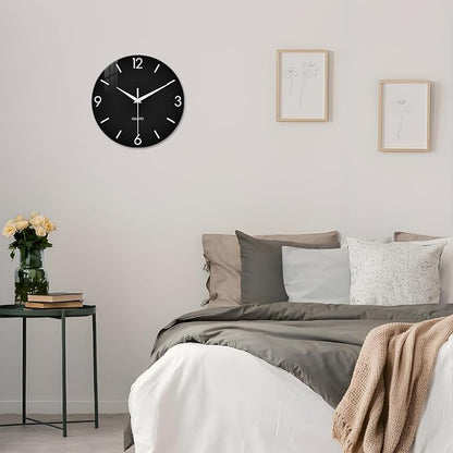 XFM Black Wall Clock 12 Inch Silent Non-Ticking Wall Clocks Battery Operated - Image 3