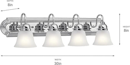 Kichler 30" 4-Light Vanity Bath Light in Chrome, Modern Bathroom Light - Image 9