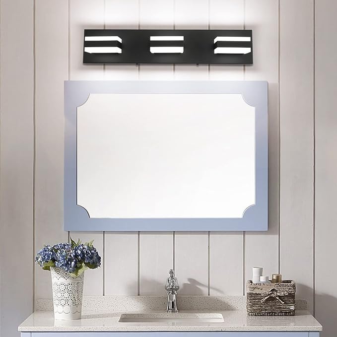 SOLFART Black Bathroom Vanity Light Fixtures Over Mirror LED Dimmable 3 Lights - Image 9