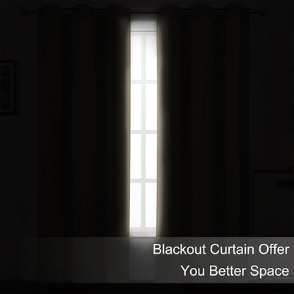 LEMOMO Blackout Curtains 66 x 72 Inch Long Khaki Curtains Set of 2 Panels Room - Image 3