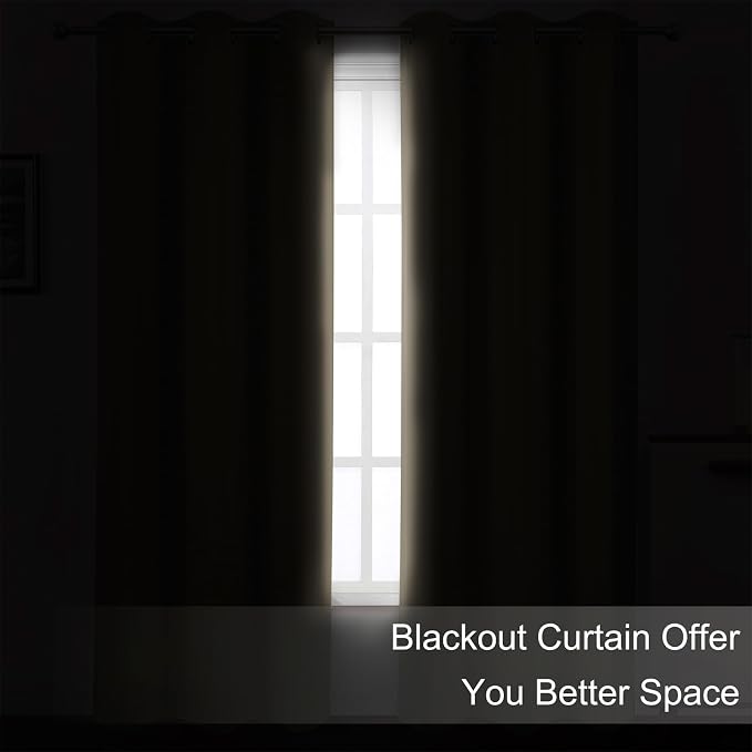 LEMOMO Blackout Curtains 42 x 63 inch/Khaki Curtains Set of 2 Panels/Thermal - Image 3