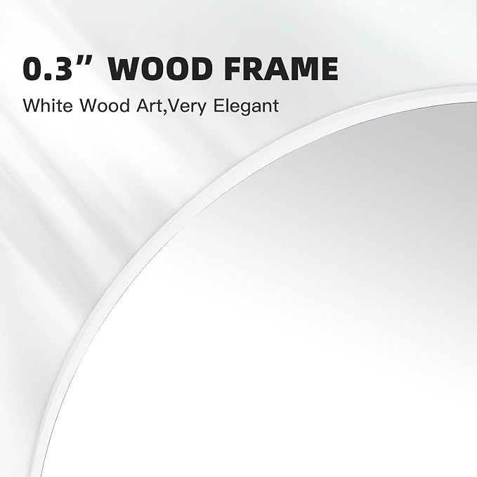 CULER Round White Bathroom 24 Inch Mirror, Circle Wall Modern Mirror - Image 5