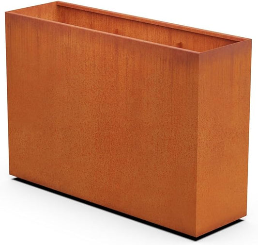 Corten Steel Planter Rectangle Outdoor Metal Garden Box Heavy Duty | Made in USA | Fully Assembled