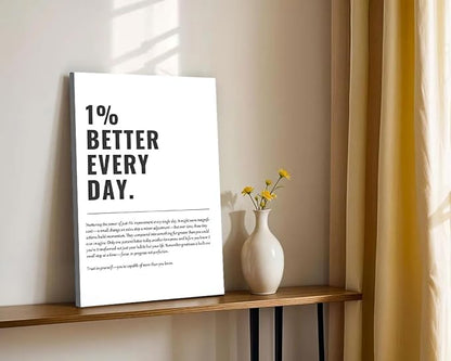 Framed 1% Better Every Day Motivational canvas Wall Art Inspirational Wall - Image 2