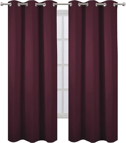 LEMOMO Burgundy Red Thermal Blackout Curtains/38 x 84 Inch/Set of 2 Panels Room - Image 2