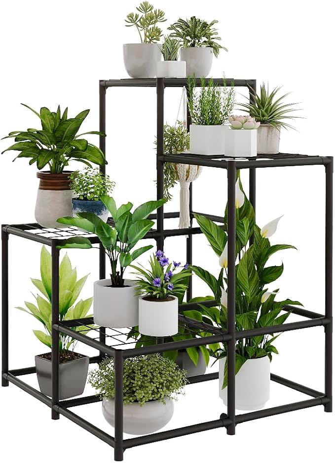 Corner Plant Stand Indoor Clearance Small Plant Holder Outdoor Metal Hanging Plant Table Rack Tiered Plant Shelf for Multiple Plants for Living Room Garden Balcony Patio Ladder Design