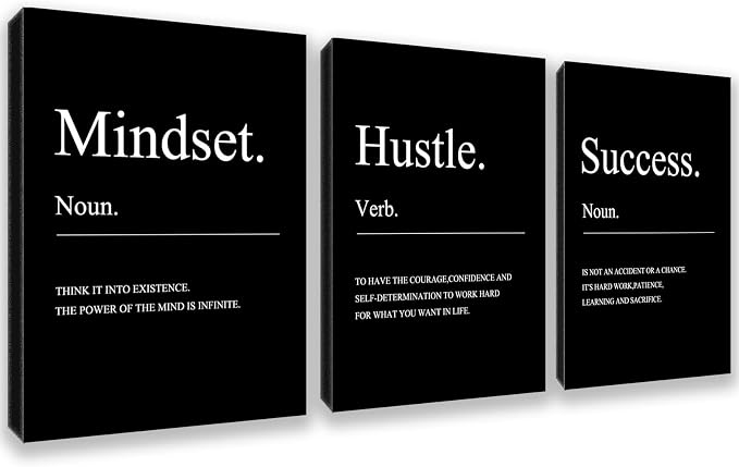 Motivational Wall Decor 3 Pieces Success Paintings Motivational Posters Prints by Kuiluuye