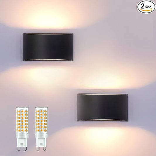 KICAAO Modern LED Wall Sconce, Warm White 3000K, Hardwired Indoor Black Wall by KICAAO