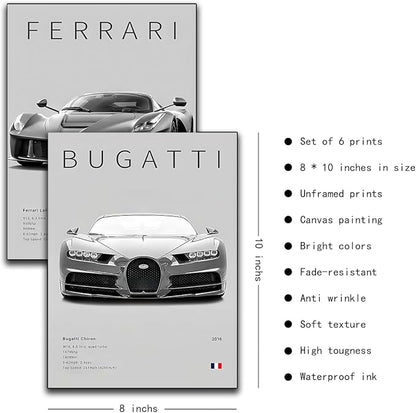 CSLGQGV Car Poster Vintage Racing Car Wall Art Supercar Canvas Prints Painting - Image 3
