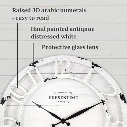Presentime & Co 13" Farmhouse Series Wall Clock, Quartz Movement, Shiplap Style - Image 3