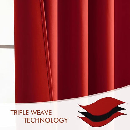 MIULEE Christmas Red Back Tab Blackout Curtains 90 Inches Long 2 Panels Set - Image 7