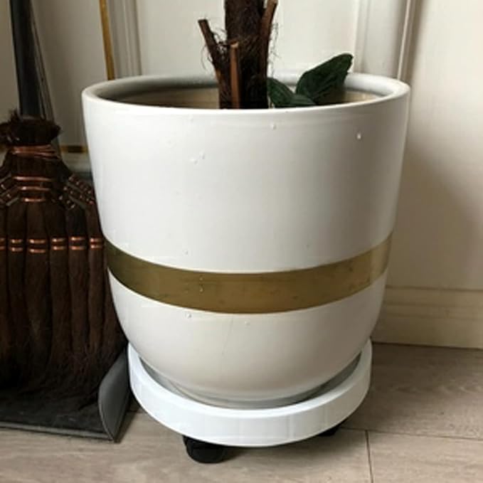 WanderingDonkey 2 Pack of 9.8 Inch Heavy Duty Plant Caddy with Wheels,Rolling Plant Stand Pot Trolley, Potted Flower Mover Dolly with Casters Round Coaster for Indoor Outdoor, Brown