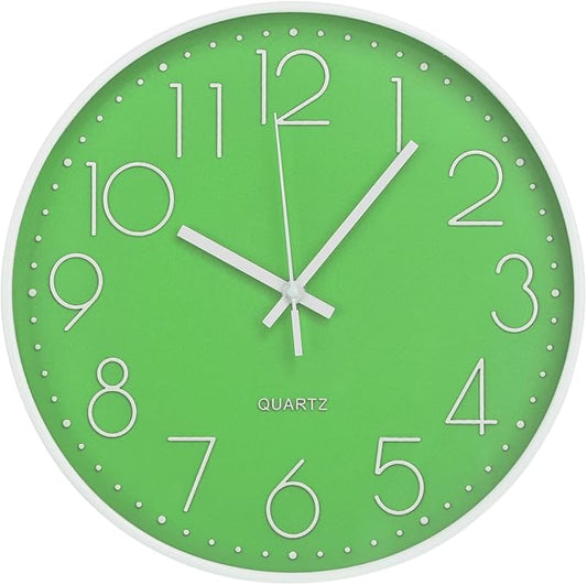 Wall Clock 12 Inch Non-Ticking Silent Modern Simple Style Round Decor Clock by BAKBRAND