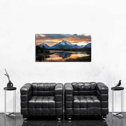 Grand Teton Mountain Wall Art National Park Posters Sunset Oxbow Bend Scenery - Image 3