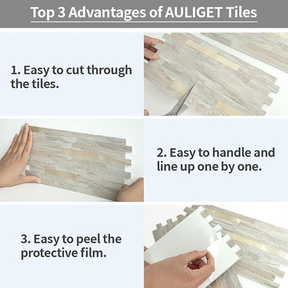 AULIGET 2 Sheets Faux Stone Peel and Stick Backsplash - Image 7
