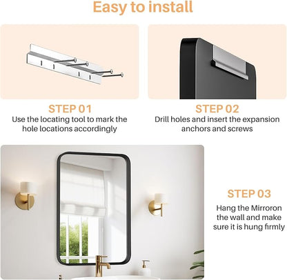 Bathroom Mirror for Wall, 30x22 Inch Rounded Rectangle Mirror, Tempered Glass - Image 6