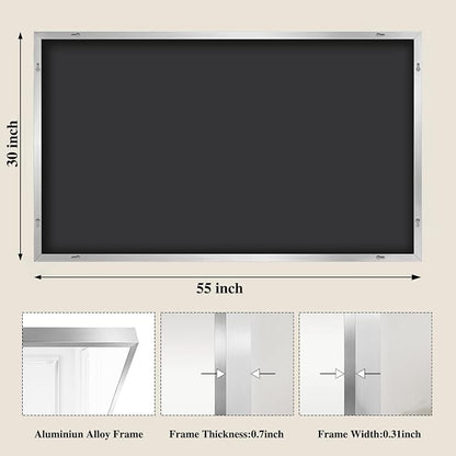 Koonmi Silver Rectangle Wall Mirror, 30x55 Inch Bathroom Mirror, Aluminum Frame - Image 2