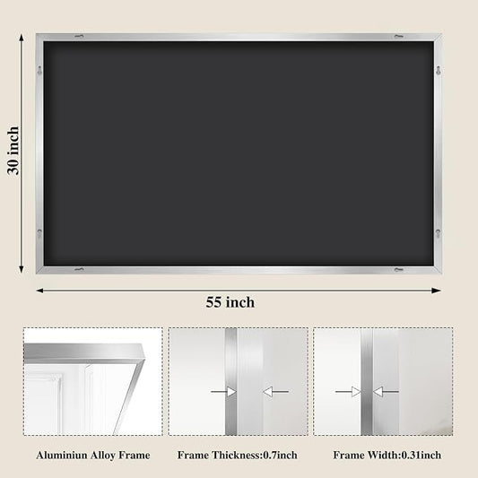 Koonmi Silver Rectangle Wall Mirror, 30x55 Inch Bathroom Mirror, Aluminum Frame - Image 2