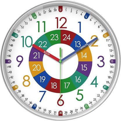 XFM Wall Clock for Kids 16 Inch Kids Teaching Wall Clocks Battery Operated by XFMWallClock