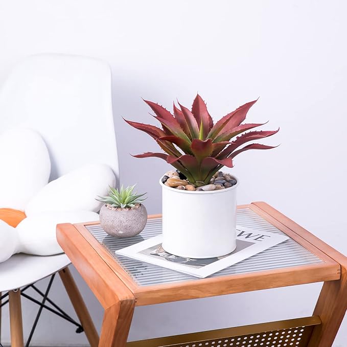 Veryhome Succulents Plants Artificial Aloe Plant, 12.5Inch Large Faux Succulents Unpotted, Premium Crafting DIY Greenery Decor for Indoor & Outdoor(4Pcs-Red)