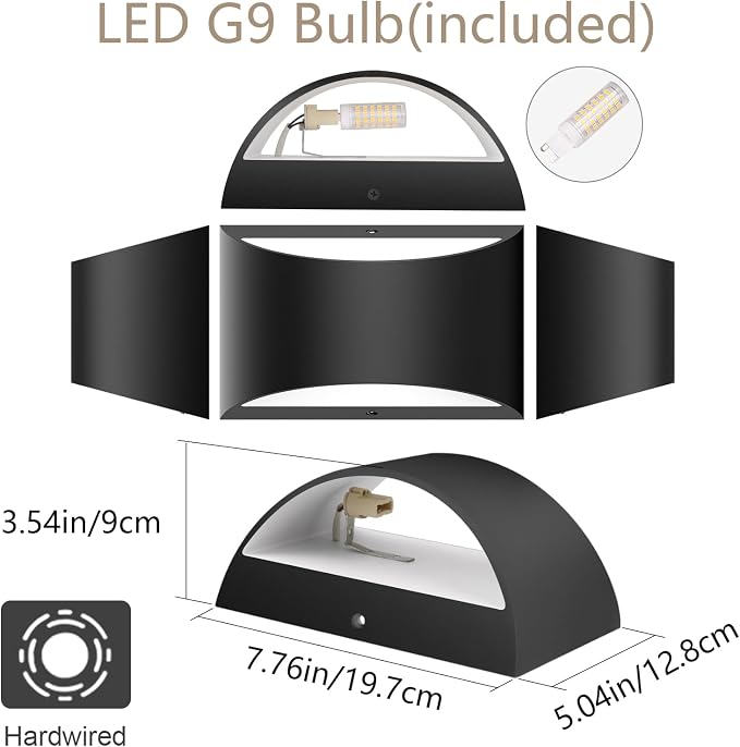Aipsun Black Modern LED Wall Sconce Indoor Wall Lights 1 Pack Hardwired Up and - Image 4