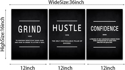 KAWAHONE Motivational Success Canvas Wall Art, Grind Hustle Confidence Wall - Image 7