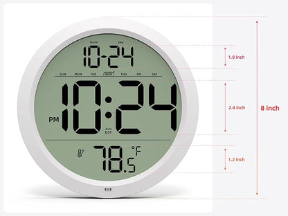 Digital Wall Clock with Date, Indoor Temperature, Battery-Operated Digital Clock - Image 2