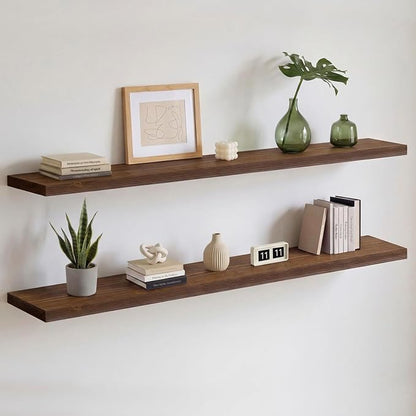 Homeforia Classic Walnut 60 inch Floating Shelf, High End Solid Real Wood Small by Homeforia