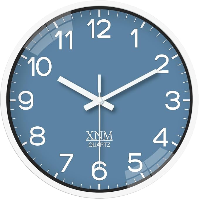 XNM Blue Minimalist Wall Clocks Battery Operated 8 Inch Classic Analog Clock by XNMwallclock