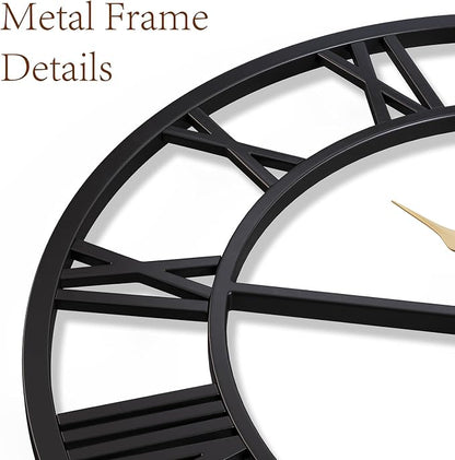 Vantic 32 Inch Large Wall Clock, Roman Numeral Metal Oversized Wall Clocks - Image 6