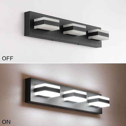 SOLFART LED Black Bathroom Vanity Light Fixtures Over Mirror 3 Lights Bath - Image 4
