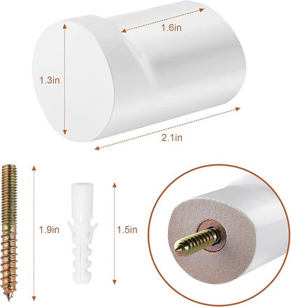 bsdonte Wood Wall Hooks, 4 Pack White Decorative Coat Hooks Wall Mounted - Image 6