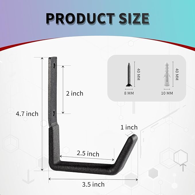 Heavy Duty Wall Mount Hooks, Utility Hooks, Tool Organizer - Image 2