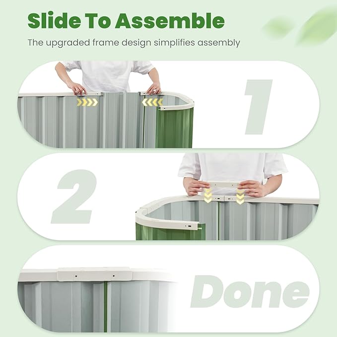 KING BIRD Raised Garden Bed Quick-Install Galvanized Planter Garden Box Outdoor for Gardening, Vegetables, Flowers 7.2x1.7x2 Ft, Green