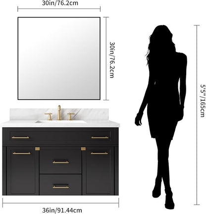 KOCUUY Bathroom Mirror, 30x30 Square Black Mirror - Image 9