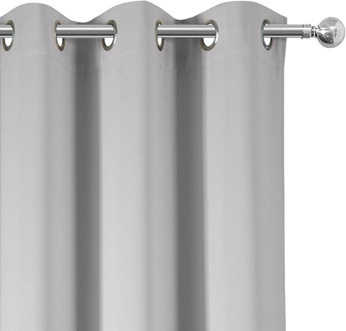 LEMOMO Light Grey Blackout Curtains 42 x 54 Inch Length Set of 2 Panels Grommet - Image 7