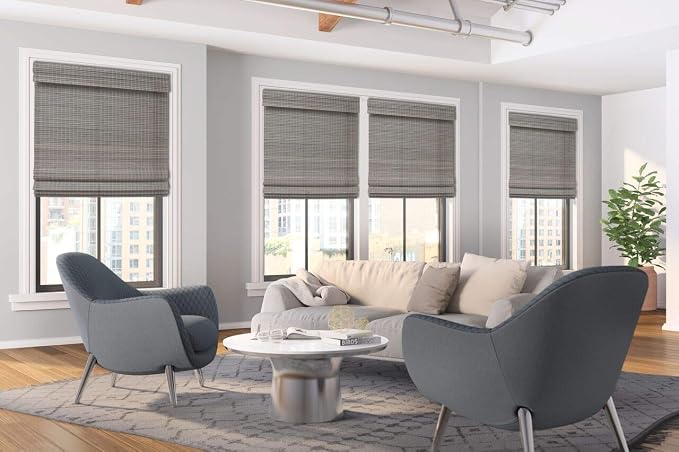 Cordless Woven Wood Roman Shades, 41W x 36H, Eastfield Umber, Sizes 20-72 Wide - Image 2
