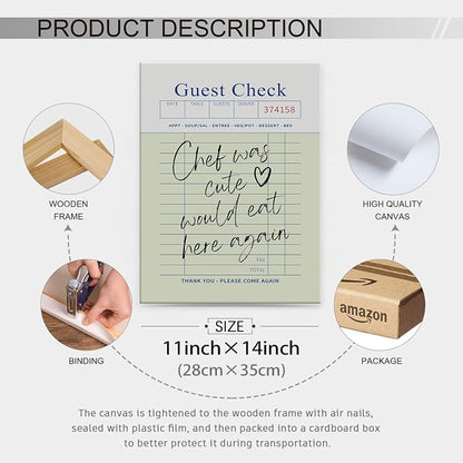 Framed Wall Art Posters Trendy Kitchen Guest Check Prints Chef Was Cute Would - Image 2