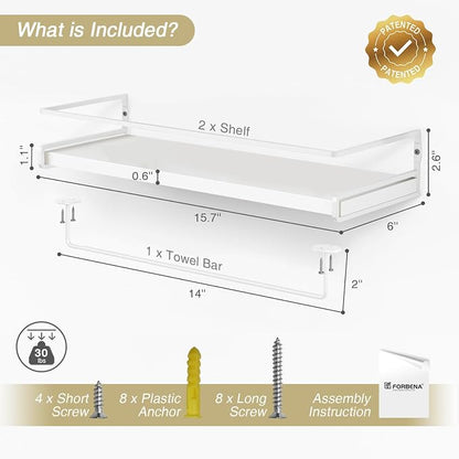 Forbena Bathroom Shelves for Wall Set of 2, Small Wall Mount Bookshelf and Toy - Image 3