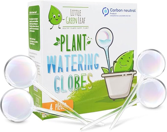 LGL Plant Watering Globes - Automatic Self Watering Globes. Decorative Self Watering Planter Inserts Made From Hand-Blown Durable Glass. Self Watering Spikes to Support Plant Health. 4 Pack, Medium.