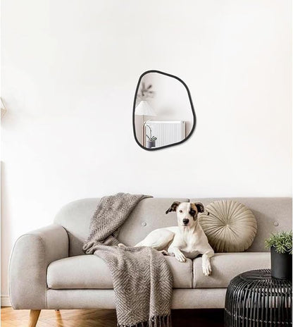 Black Asymmetrical Mirror Irregular Oval Wall Mirror Modern Wood Frame Unique - Image 3