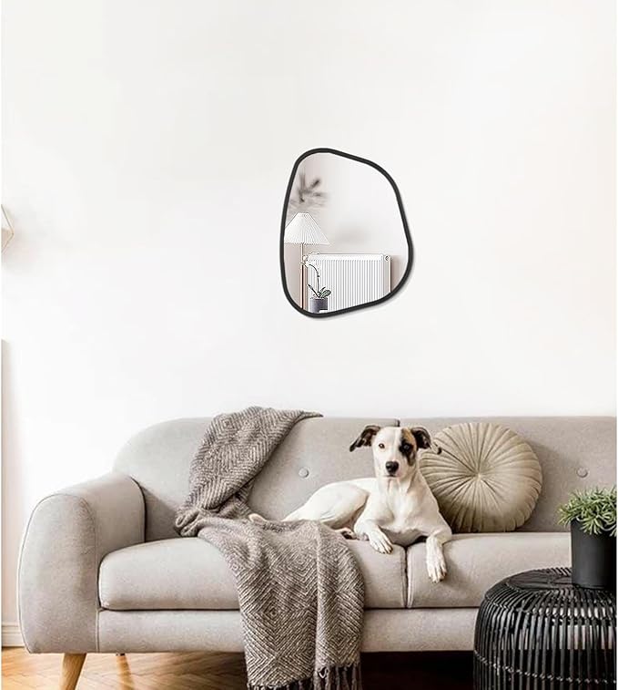Asymmetrical Mirror for Wall Irregular Oval Wood Frame Modern Unique Accent - Image 3