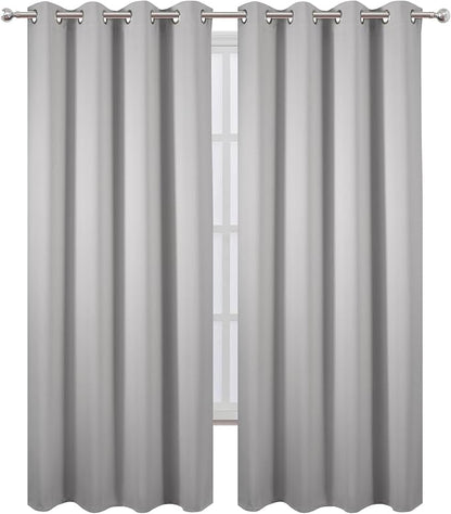 LEMOMO Blackout Curtains 52 x 120 Inch Long Light Grey Curtains Set of 2 Panels - Image 2
