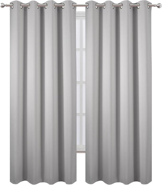 LEMOMO Blackout Curtains 52 x 120 Inch Long Light Grey Curtains Set of 2 Panels - Image 2