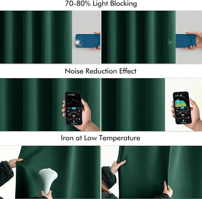 MIULEE Christmas Hunter Green Back Tab Blackout Curtains 102 Inch Long 2 Panels - Image 5