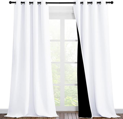 NICETOWN White Blackout Curtains 90 inches Long, Full Light Blocking Drapes by NICETOWN