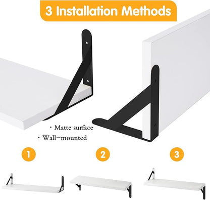 YGEOMER Floating Shelves for Wall, Different Sizes White Wall Shelves for - Image 4
